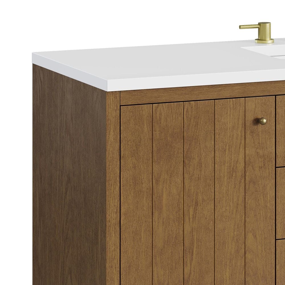 James Martin Hudson 60" Single Bathroom Vanity in Honey Oak with 3 cm Tajnar Eclos Top and Rectangular Sink, , large