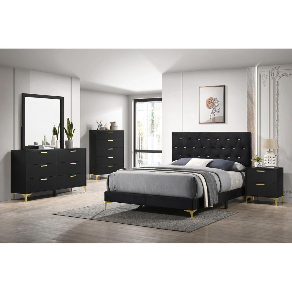Pacific Landing Kendall 4-Piece Queen Upholstered Bedroom Set in Black and Gold, , large