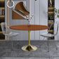 Leisuremod LeisureMod Verve Collection 48 Round Dining Table, Brushed Gold Base with Cognac Brown MDF Top, , large