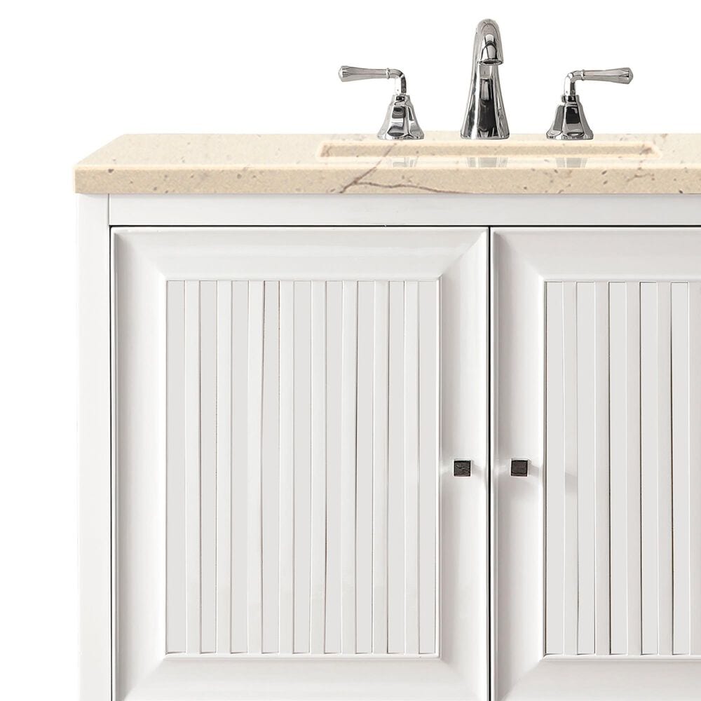 James Martin Vanities Athens 30&quot; Single Bathroom Vanity in Glossy White with 3 cm Carrara White Marble Top and Rectangular Sink, , large