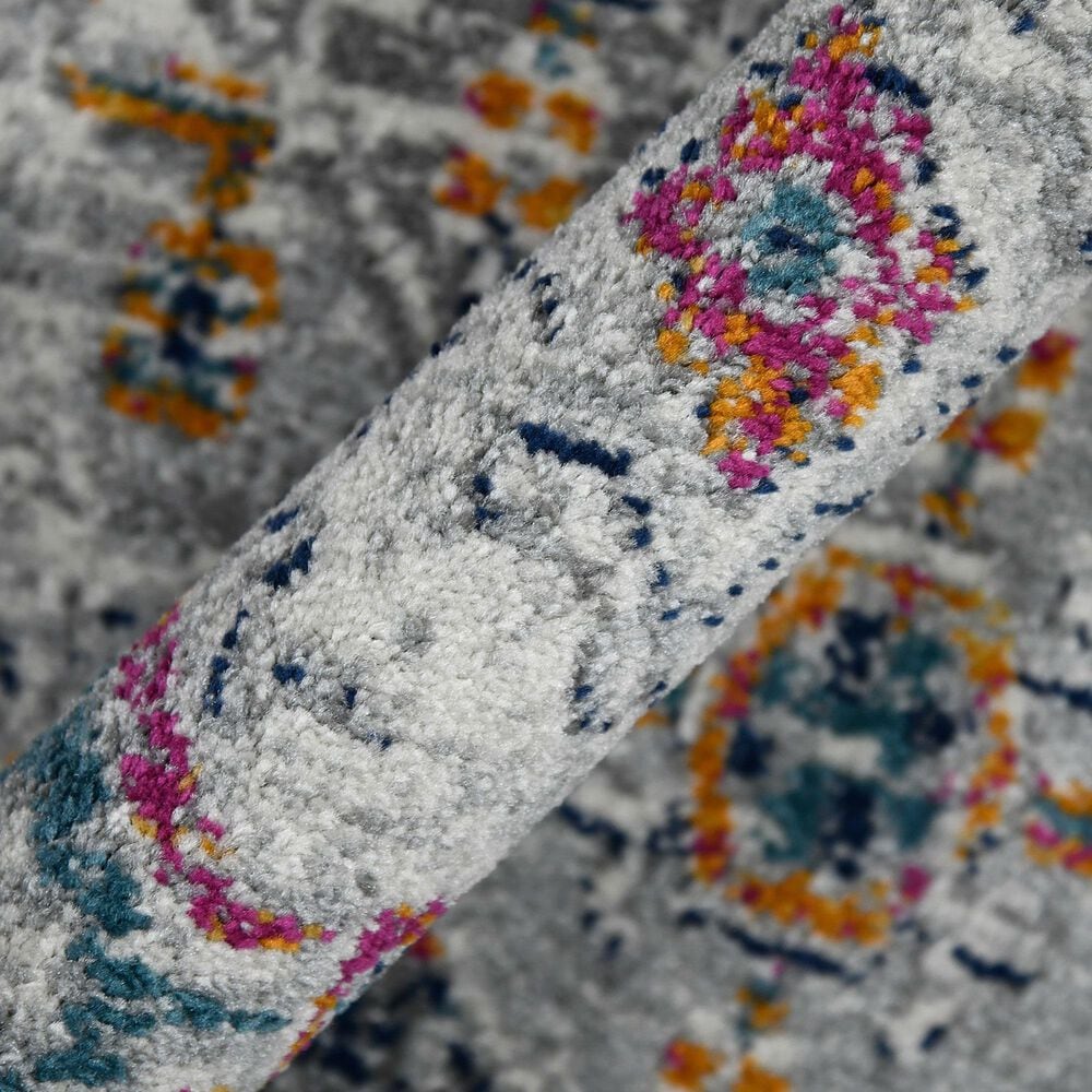 Amer Rugs Montana MON-13 7&#39;6&quot; Round Blue and Orange Area Rug, , large
