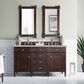 James Martin Vanities Brittany 60" Double Bathroom Vanity in Burnished Mahogany with 3 cm Eternal Jasmine Pearl Silestone Top, Rectangular Sinks and FreePower Wireless Charger, , large