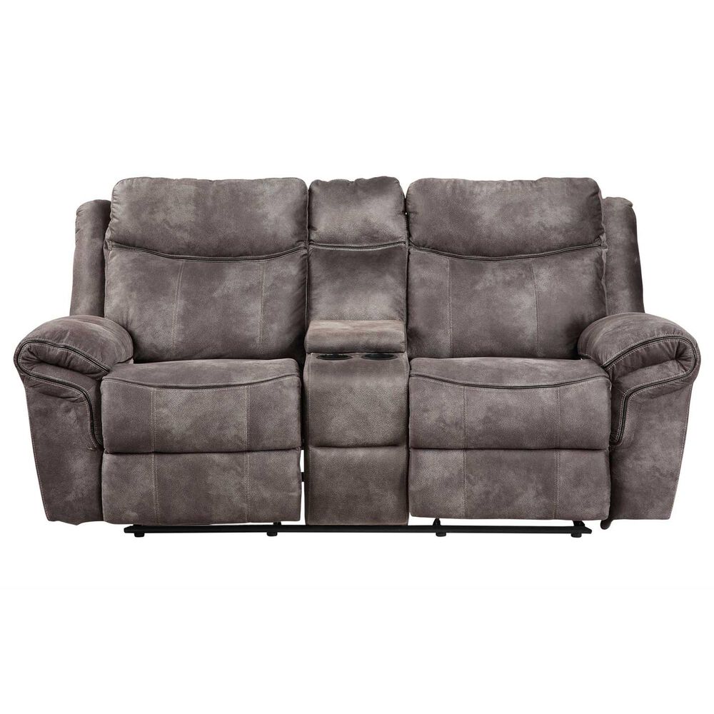 Steve Silver Nashville Manual Glider Recliner Console Loveseat in Grey, , large