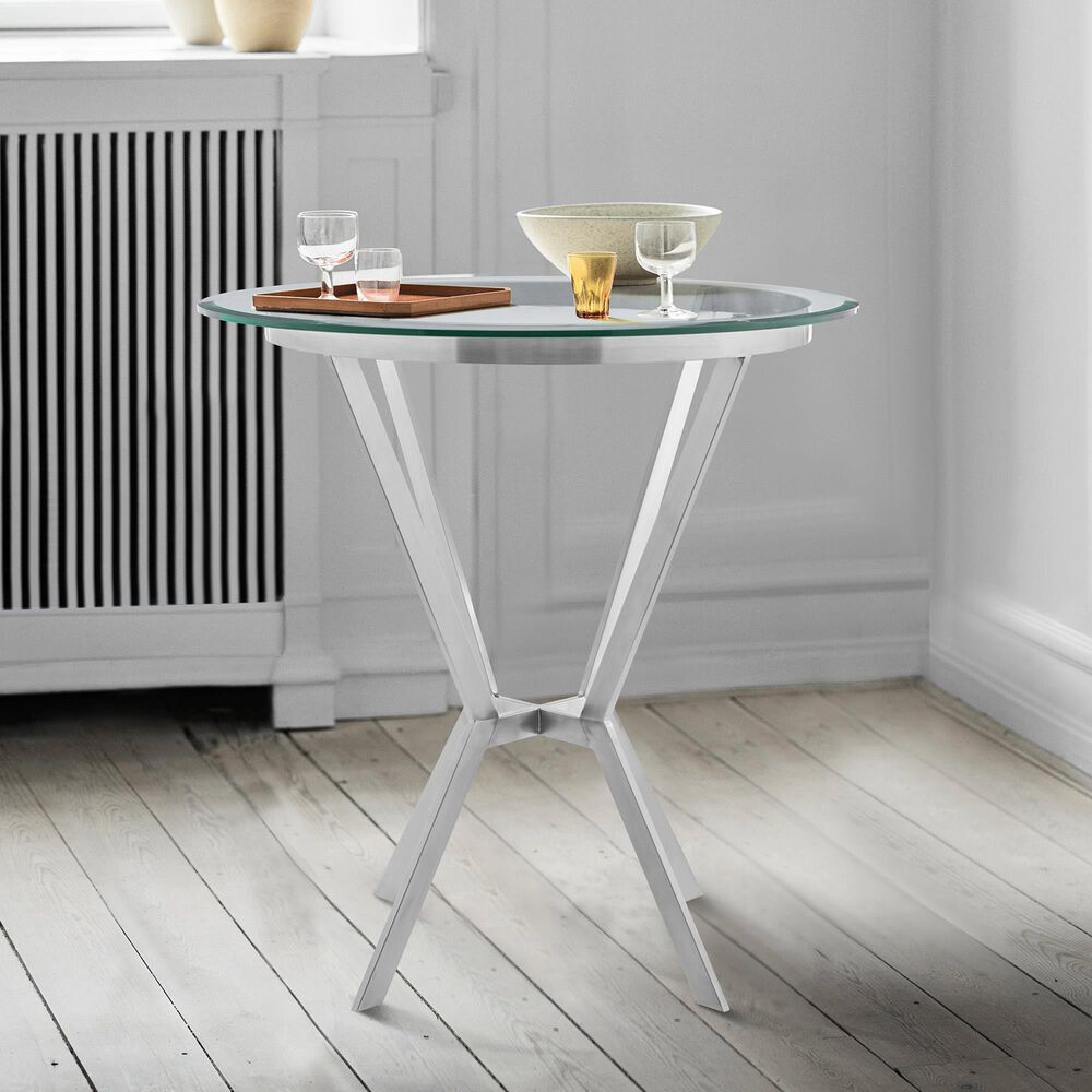 Blue River Naomi Bar Table in Brushed Stainless Steel, , large