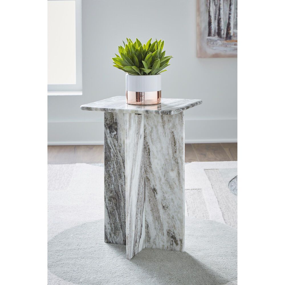 Ashley Keithwell Square Accent Table in Gray and White, , large