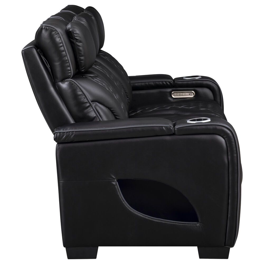 Titanic Furniture All Star Power Reclining Sofa with Power Headrest in Black, , large