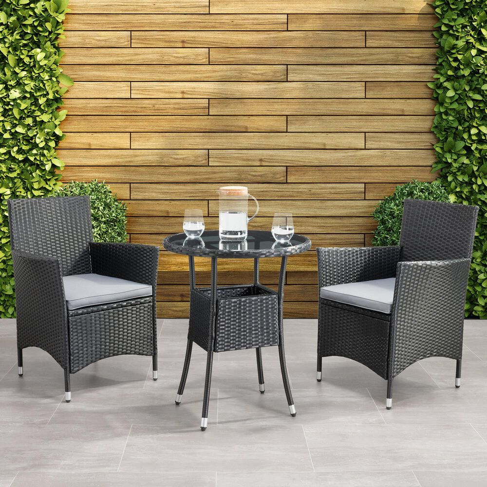 CorLiving Parksville 3-Piece Patio Bistro Set in Black, , large