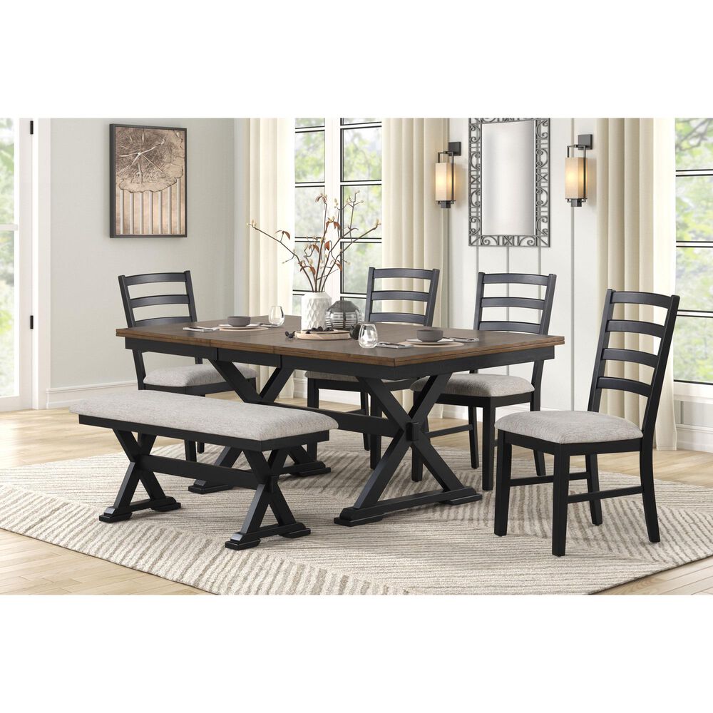Lifestyle Set of 2 - Dining Side Chair in Black Finish with Gray Upholstered Seat, , large