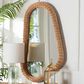 Baxton Studio Ulrica Irregular Shape Rattan Wall Mirror in Honey, , large