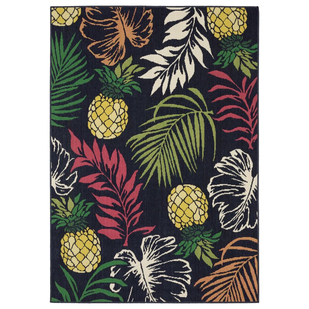 Oriental Weavers Havana HAV07 Navy and Multicolor 3"3" x 5" Indoor/Outdoor Area Rug, , large