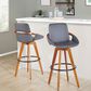 Lumisource Cosmo Swivel Barstool with Dark Gray Cushion in Walnut and Black, , large