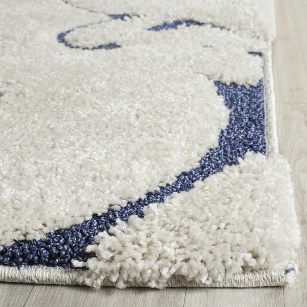 Safavieh Florida Shag SG455-1165-5SQ 5&#39; x 5&#39;  Cream/Blue Square Rug, , large