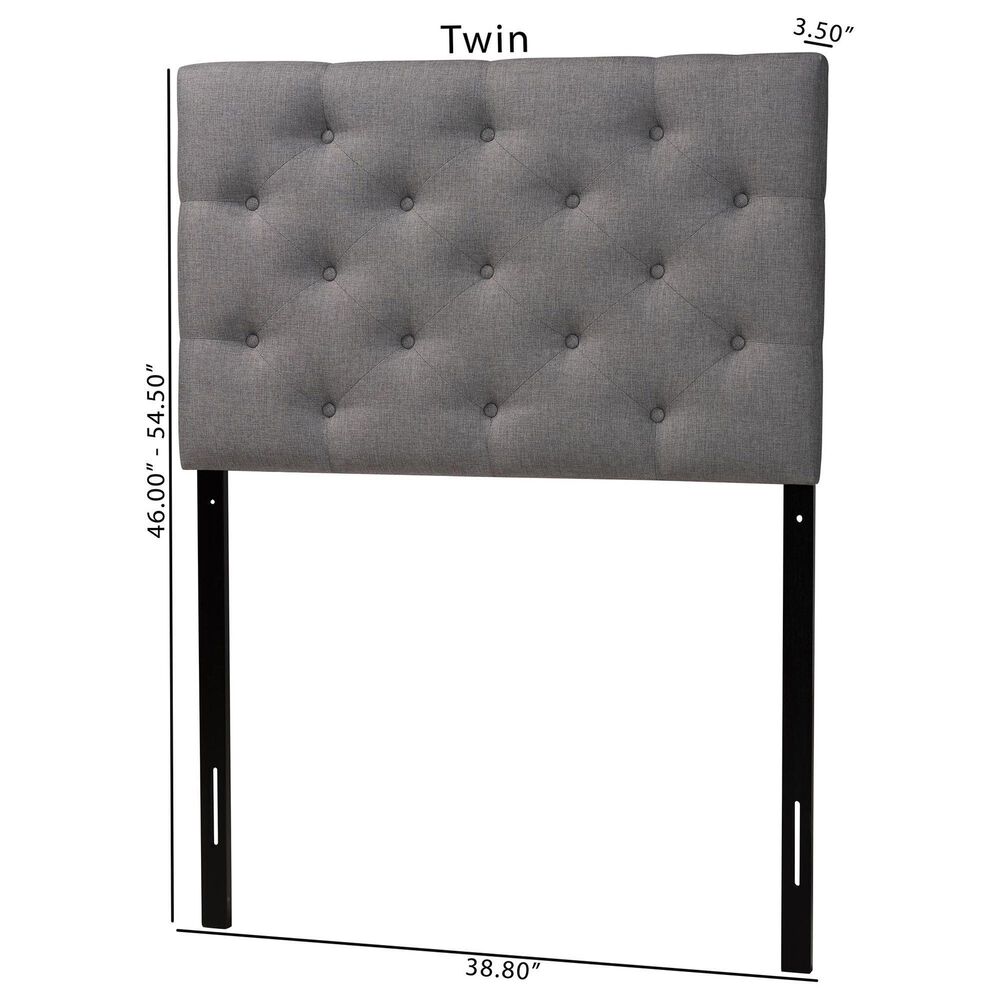 Baxton Studio Viviana Twin Upholstered Panel Headboard in Grey, , large