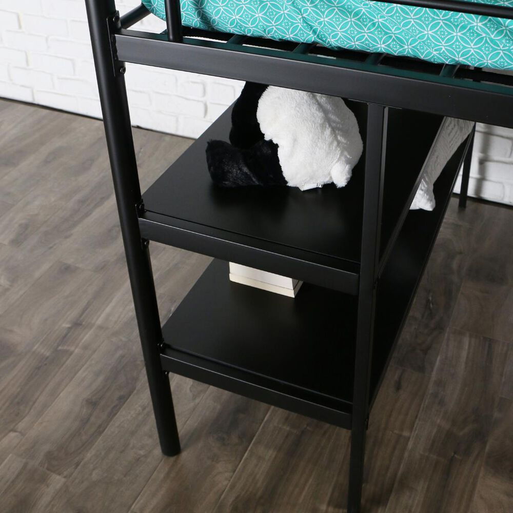 Walker Edison Twin Loft Bed and Desk in Black NFM