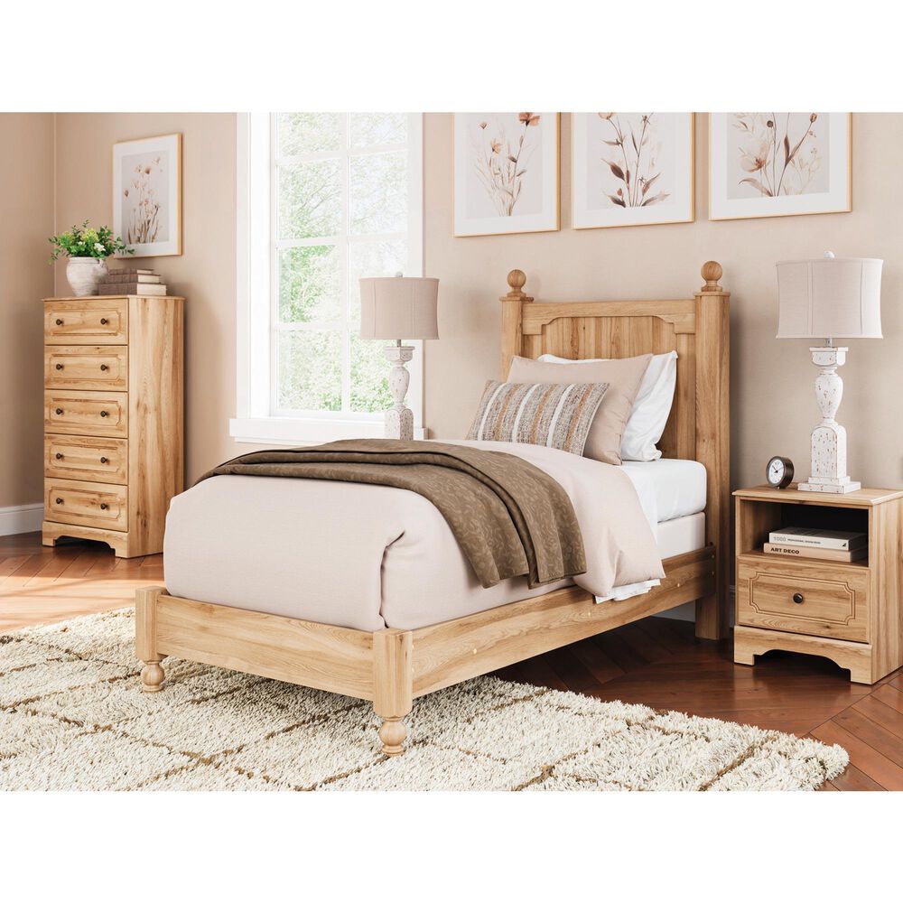Ashley Aleaport Twin Panel Bed in Warm Brown, , large
