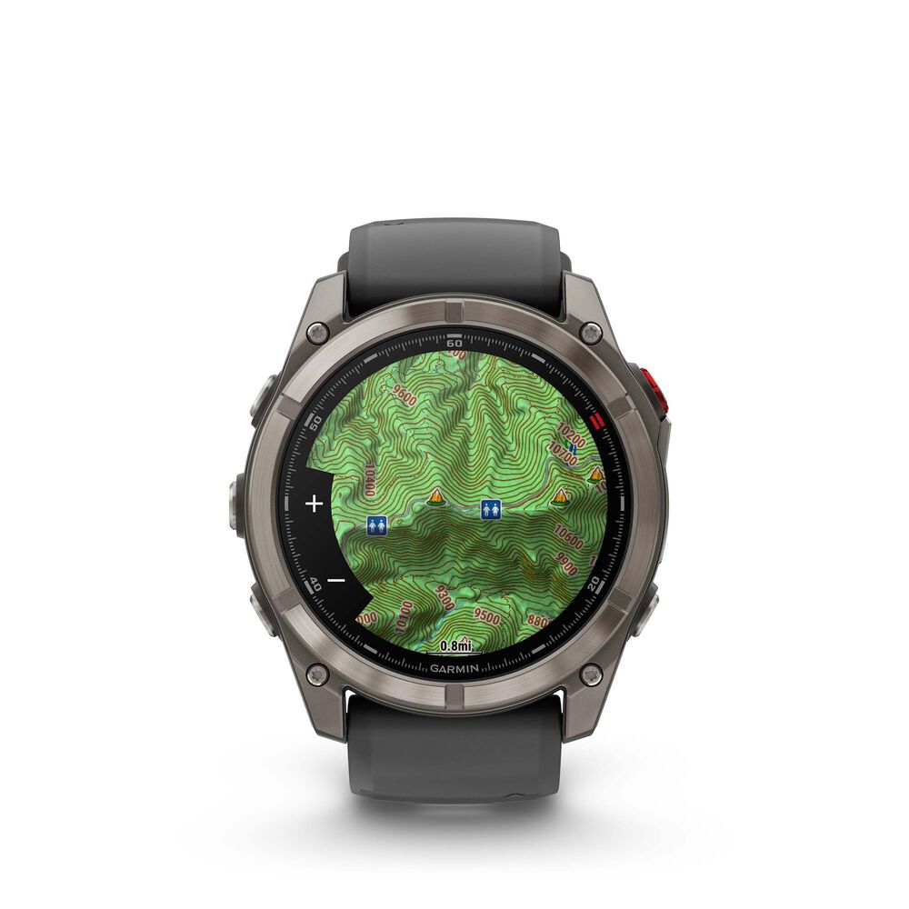 Garmin Fenix 8 Pro Sapphire AMOLED Smartwatch 51mm Titanium Case with Graphite Black Silicone Band, , large