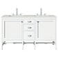 James Martin Vanities Addison 60" Double Bathroom Vanity in Glossy White with 3 cm Lime Delight Quartz Top and Rectangular Sinks, , large