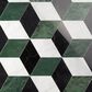 Soho Studio Pari Verde Nero, Dark Green and Carrara 8" x 9.21" Marble Mosaic Sheet, , large