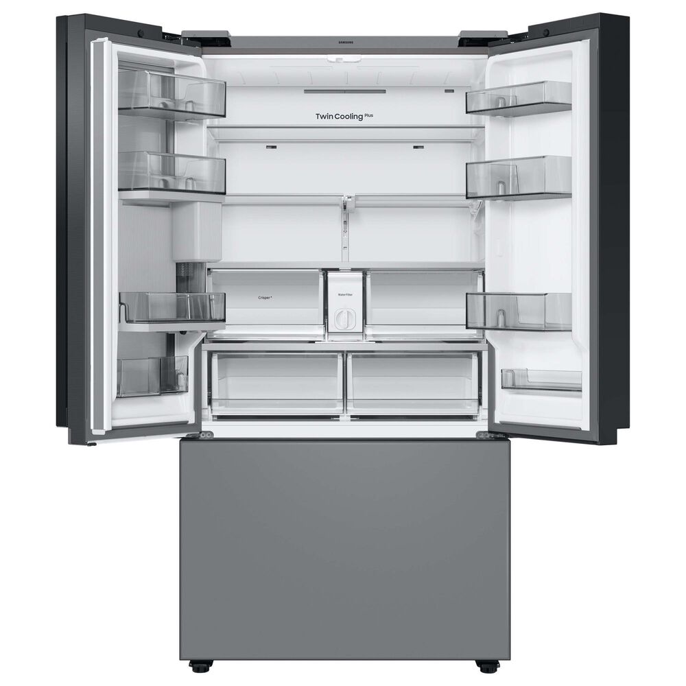 Samsung Bespoke Bespoke 24 Cu. Ft. French Door Refrigerator with Beverage Center - White Glass Top Panels and Grey Glass Bottom Door Panel Included, , large