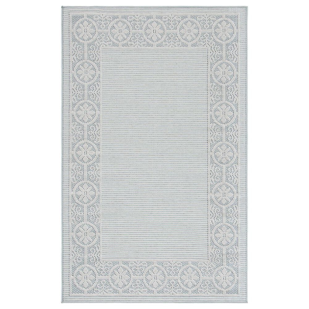 Safavieh Bermuda 6"7" Square Light Blue and Ivory Indoor/Outdoor Area Performance Rug, , large