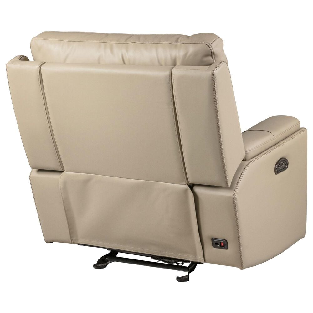 Italiano Furniture Bryant Power Leather Glider Recliner in Taupe 