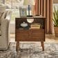 Hearth and Haven Nightstand with Charging Station USB Ports and Outlet Hole in Walnut Brown, , large