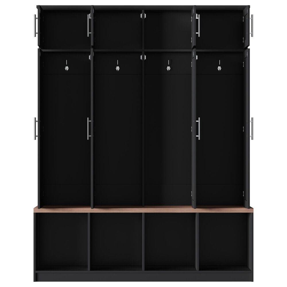 HOMLUX 4-Hook Hall Tree with 8-Door in Black and Walnut, , large