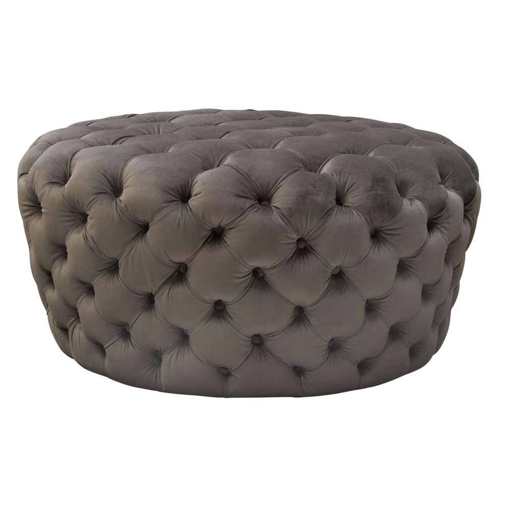 Lily and Lee Furniture Posh Ottoman in Dusk Grey Velvet, , large