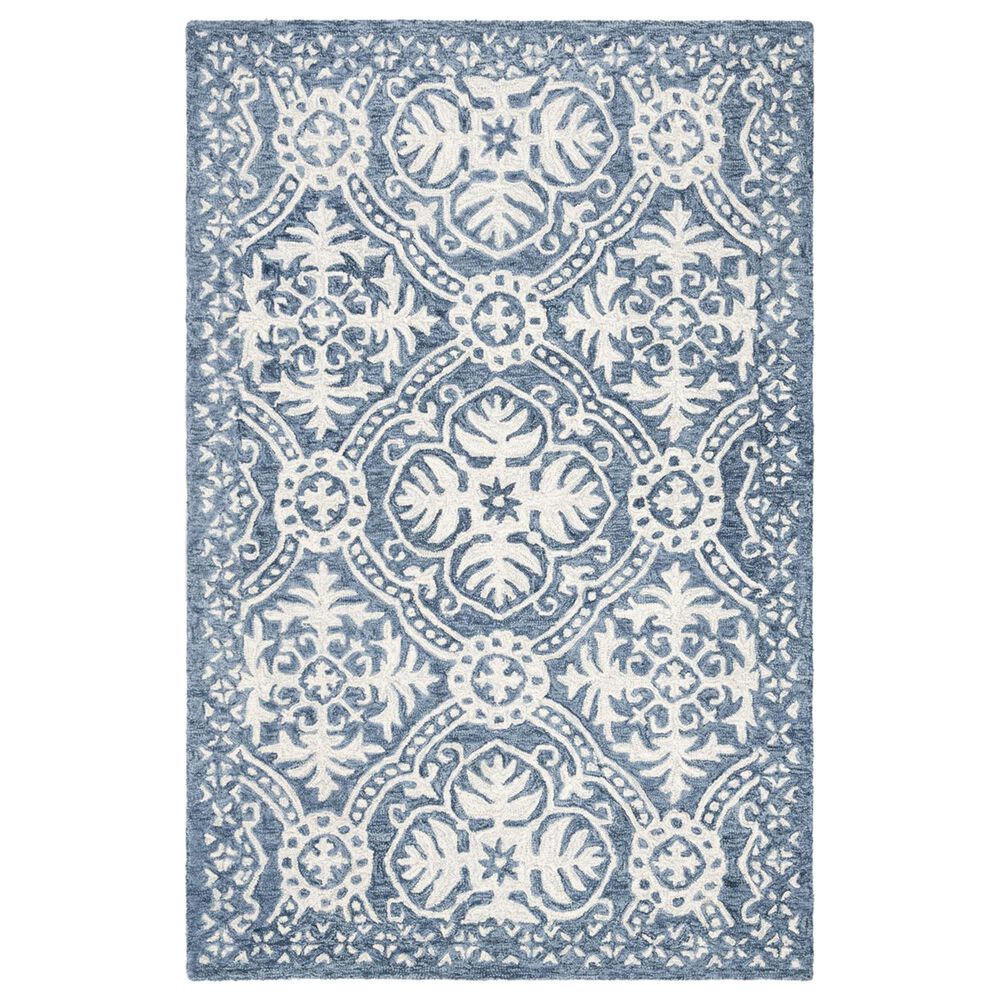 Safavieh Micro-Loop MLP606M 4" x 6" Blue and Ivory Area Rug, , large
