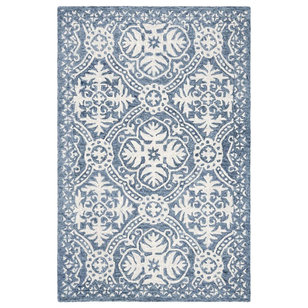 Safavieh Micro-Loop MLP606M 4" x 6" Blue and Ivory Area Rug, , large
