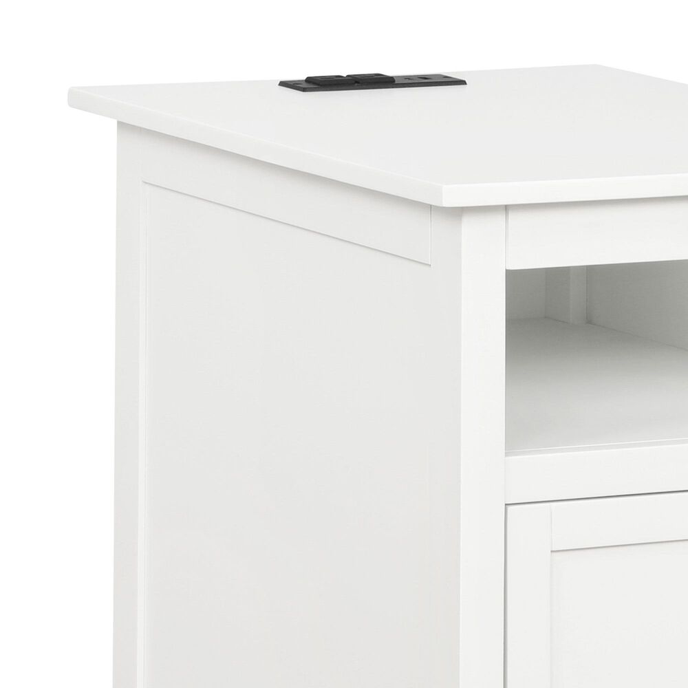 Linon Home Decor Birkdale Accent Table with USB Port in White, , large