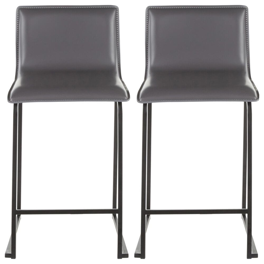 Lumisource Mara Counter Stool with Grey Cushion in Black &#40;Set of 2&#41;, , large