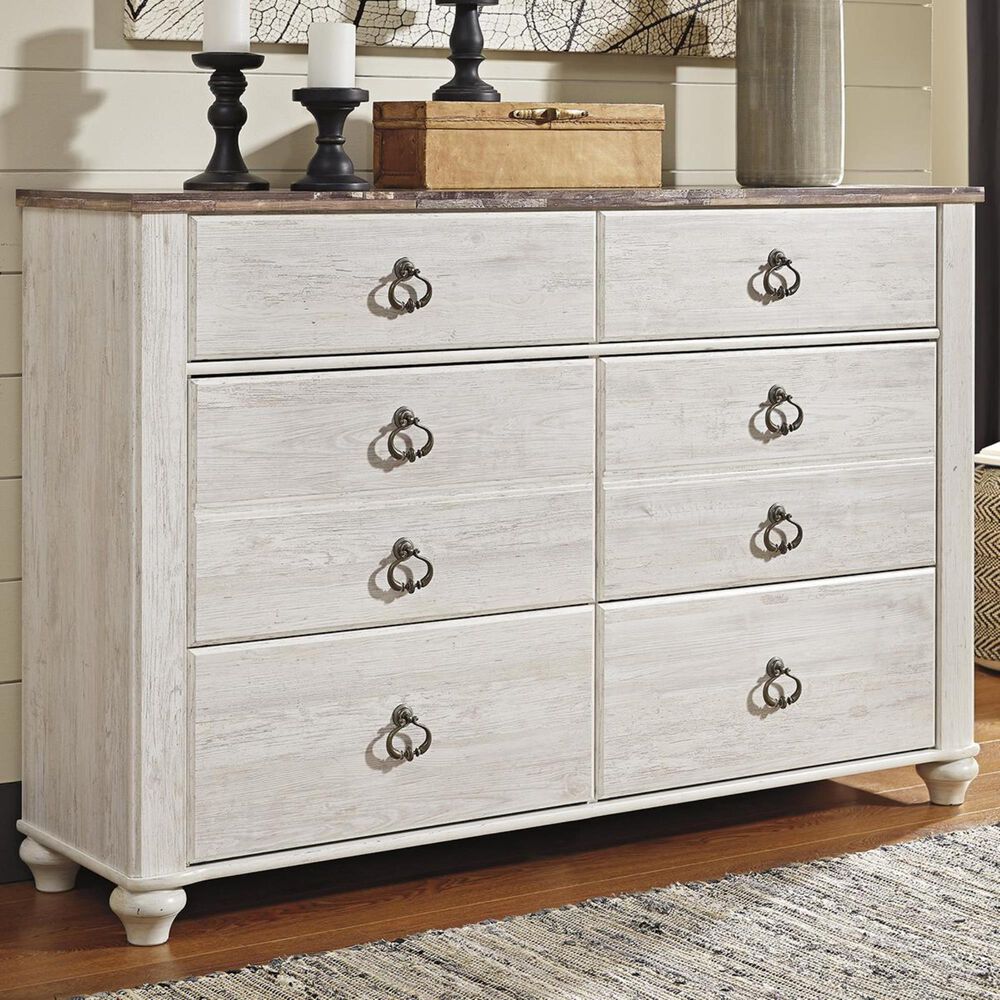 Ashley Willowton Dresser and Mirror in Whitewash, , large