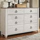 Ashley Willowton Dresser and Mirror in Whitewash, , large