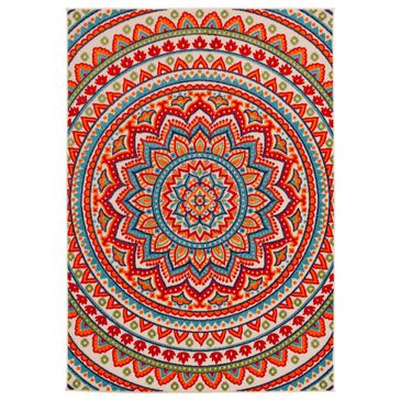 Central Oriental Fontana Panyin 6"7" x 9"2" Cream and Red Area Rug, , large