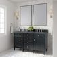 James Martin Vanities Brittany 60" Double Bathroom Vanity in Black Onyx with 3 cm Parisien Bleu Quartz Top and Rectangular Sinks, , large
