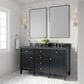 James Martin Vanities Brittany 60" Double Bathroom Vanity in Black Onyx with 3 cm Parisien Bleu Quartz Top and Rectangular Sinks, , large