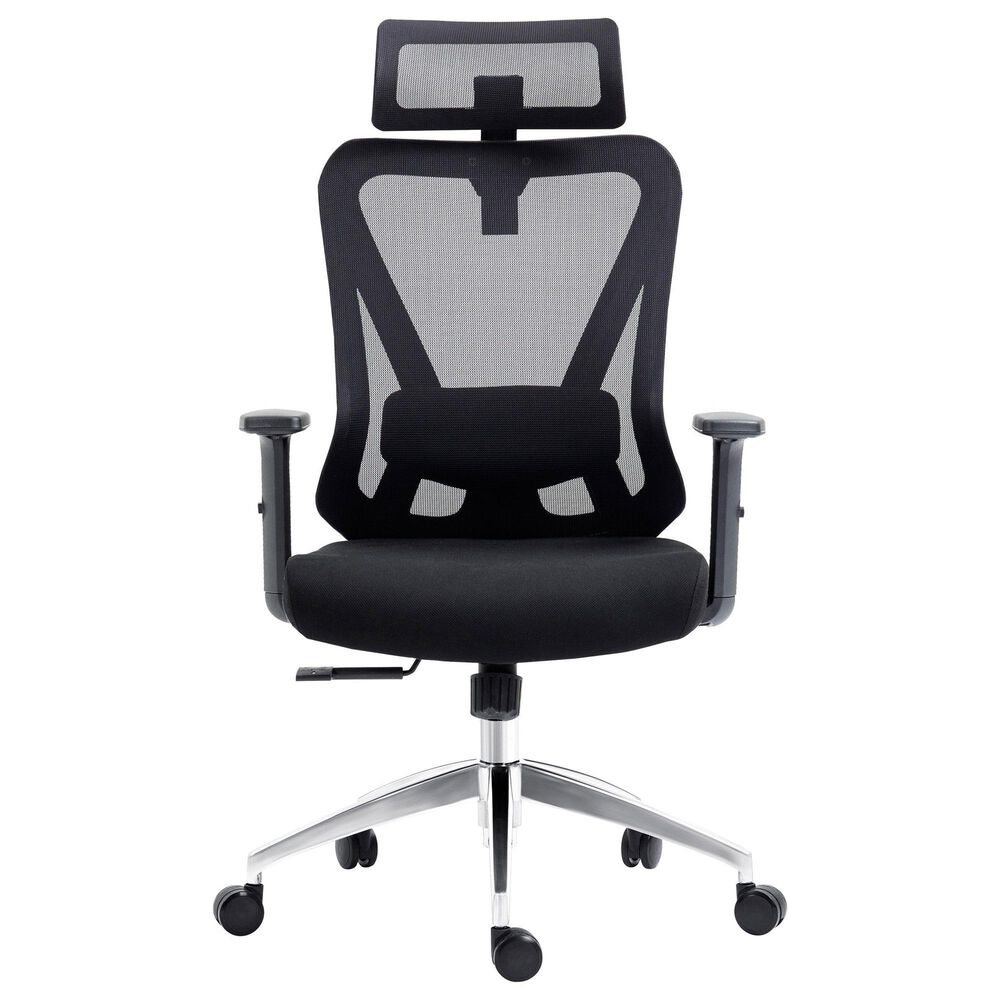 Rta Products Llc Truly Ergonomic Mesh Office Chair with Headrest and Lumbar Support in Black, , large