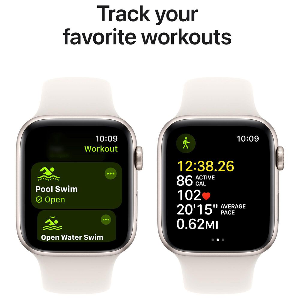 Apple Watch SE GPS + Cellular 44mm Starlight Aluminum Case with Starlight Sport Band - M/L, , large