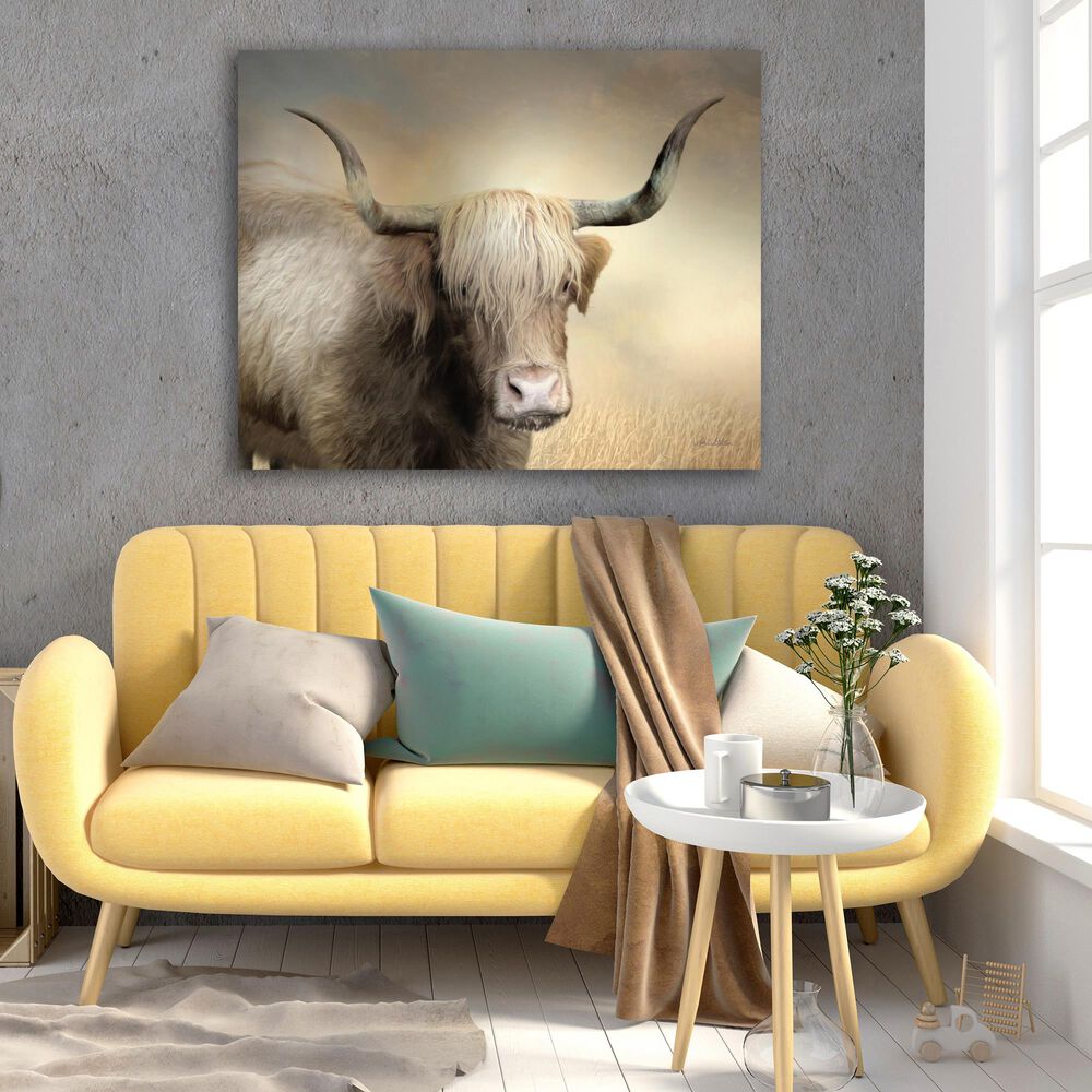 Courtside Market Highland Cow In Golden Grass 30 X 40 Canvas Wall Art Nebraska Furniture Mart
