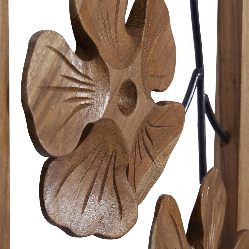 Maple and Jade 32&quot; x 14&quot; Flowers Wall Decor in Natural Brown &#40;Set of 2&#41;, , large