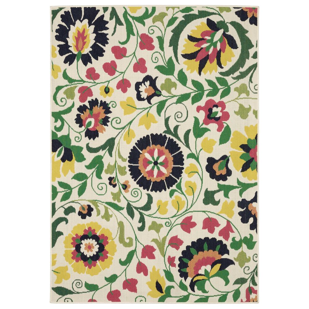 Oriental Weavers Havana HAV10 Ivory and Multicolor 9"10" x 12"10" Indoor/Outdoor Area Rug, , large