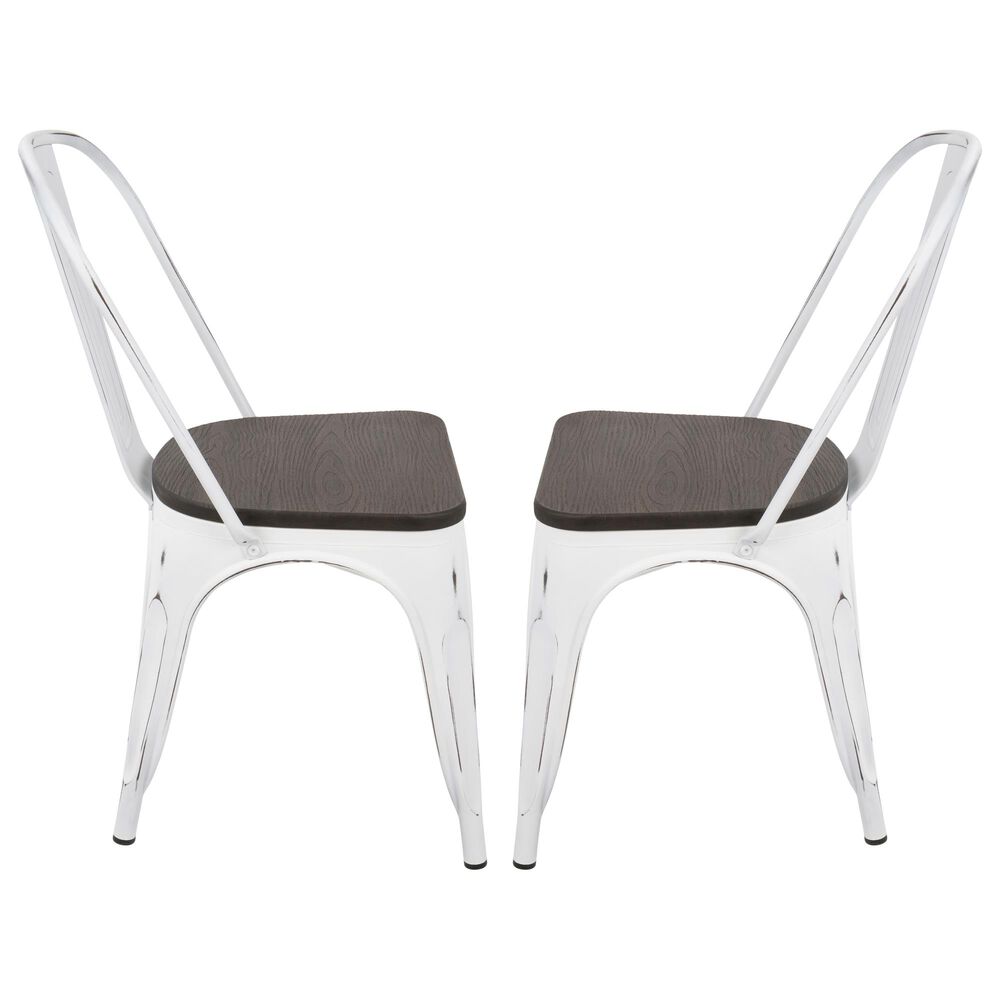 Lumisource Oregon Stackable Dining Chair in Esoressi/Vintage White &#40;Set of 2&#41;, , large