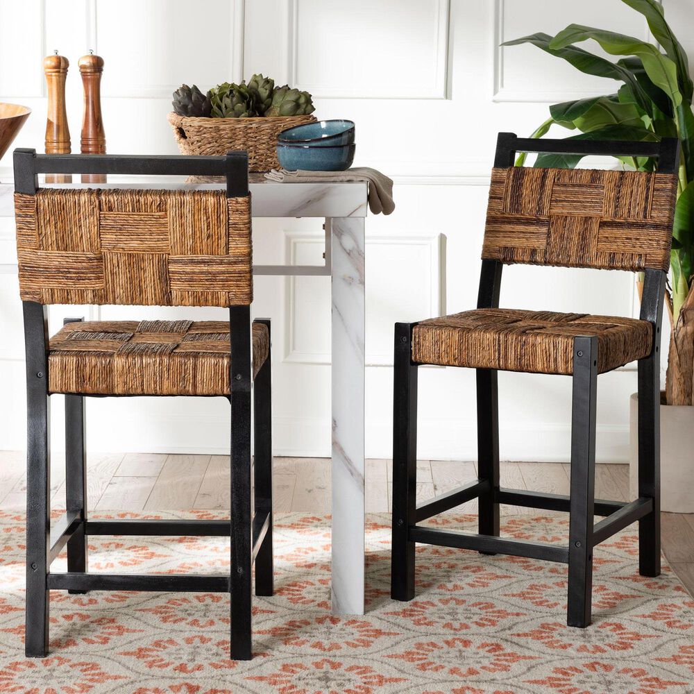 Baxton Studio Raniya Counter Stool in Natural Brown and Black (Set of 2), , large