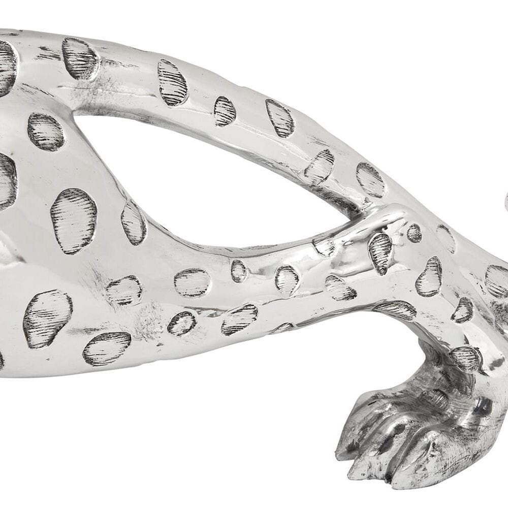 Maple and Jade Leopard Decorative Sculpture in Satin Silver, , large
