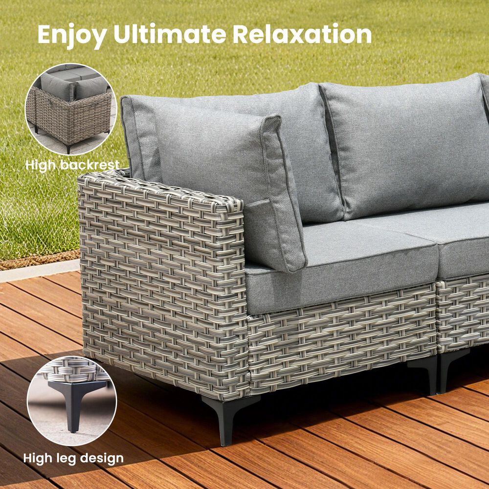 HOMLUX 8-Piece Outdoor Modular Sofa Conversation Set in Dark Gray, , large