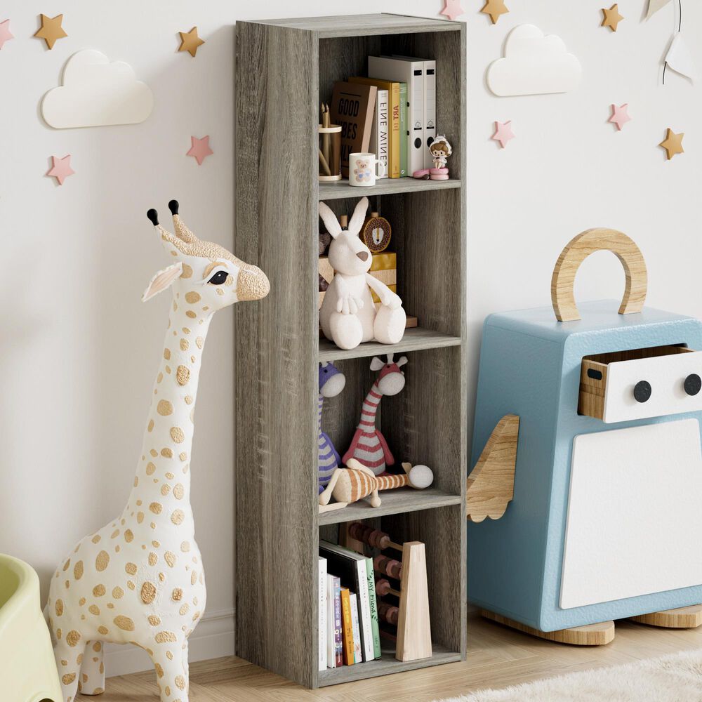 HOMLUX 4-Tier Open Shelf Display Organizer Bookcase in French Oak, , large