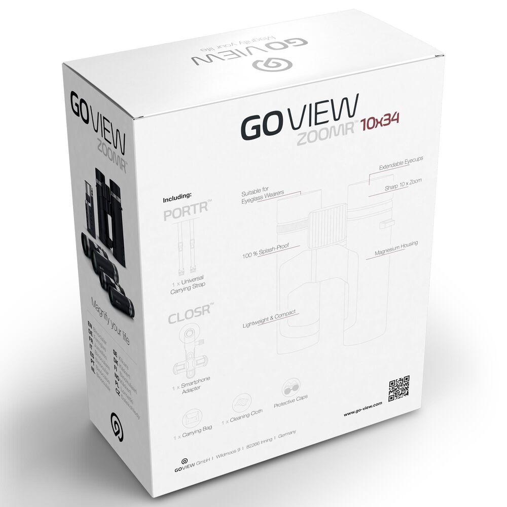 GoView Zoomr 10 x 34 Binoculars in Ruby Red, , large