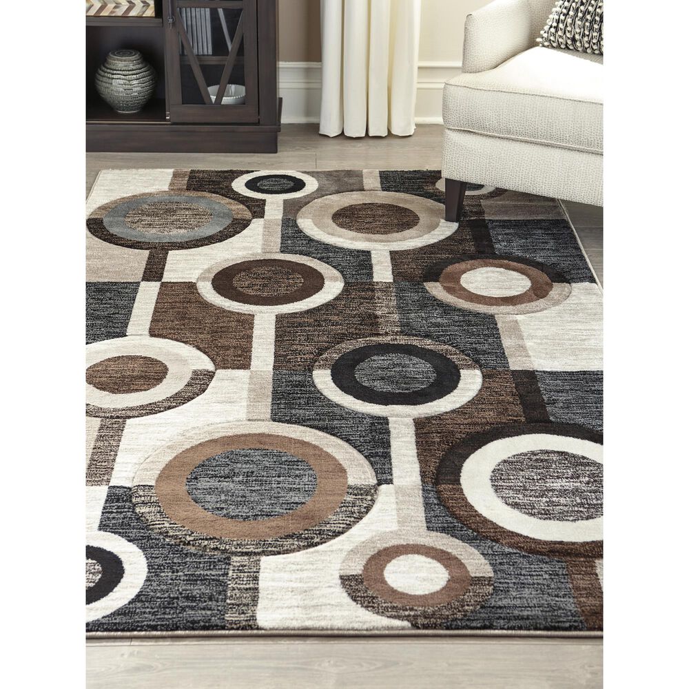 Ashley Guintte 8&#39; x 9&#39;6&quot; Black, Brown and Cream Area Rug, , large