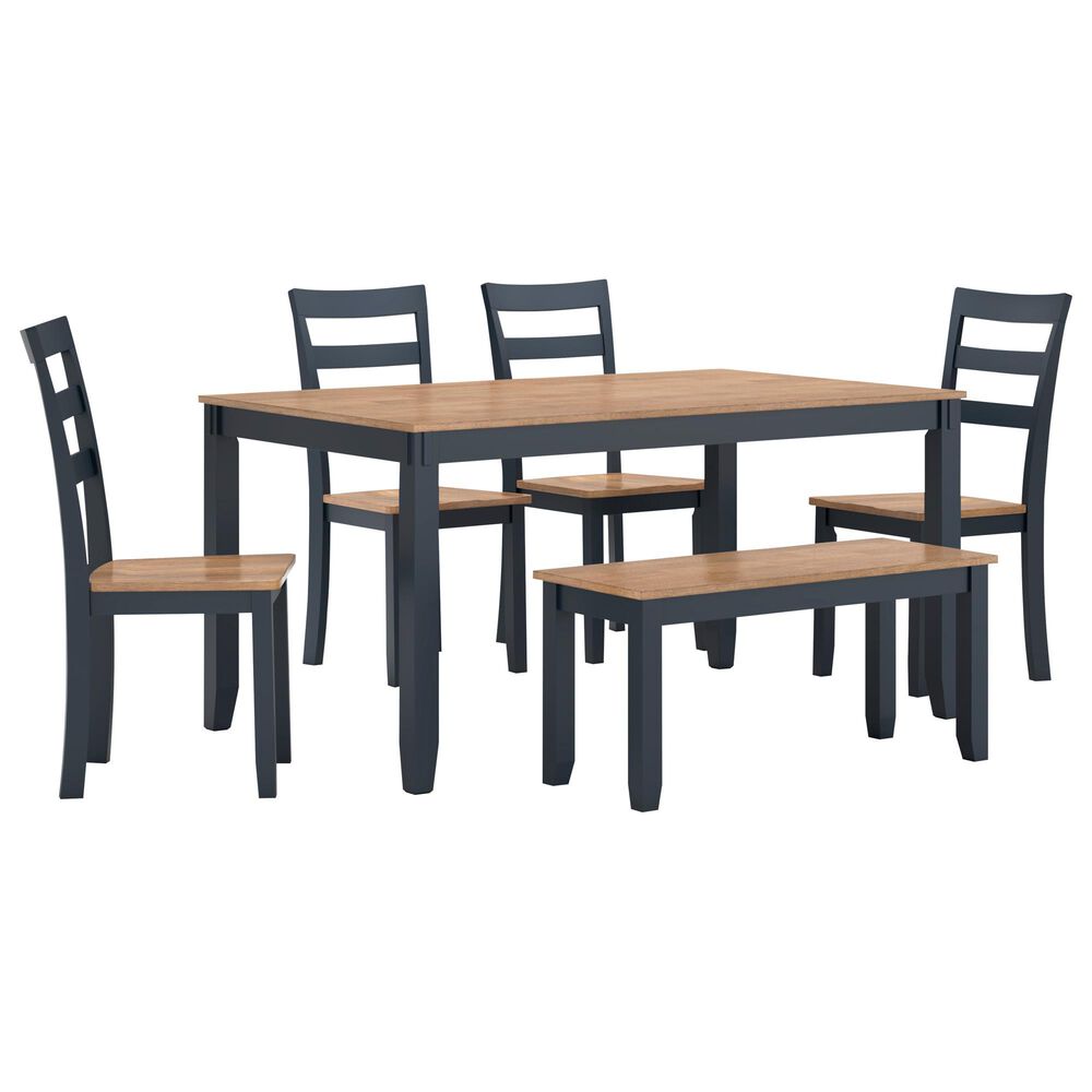 Ashley Gesthaven 6-Piece Rectangular Dining Set in Light Natural and Dark Slate Blue, , large